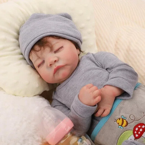 18 Inch Reborn Baby Doll Boy Realistic Sleeping Vinyl Body Toy for Kids Age 3 - Picture 4 of 9